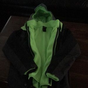 North Face CL Black & Lime Green 2PC winter jacket